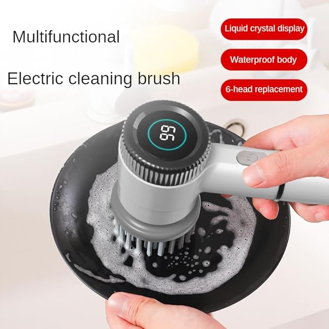 Electric Scrubber Electric Cleaning Brush Cordless Power Scrubber Wih 5 Replace Brush Heads for Bathroom Kitchens