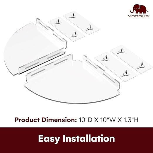 Set of 2 Shower Caddy Bathroom Shelves - Vdomus No-Drill Shower Organizer - Floating Adhesive Acrylic Storage for Tile Walls - Sleek and Durable Bathroom Organizers and Storage