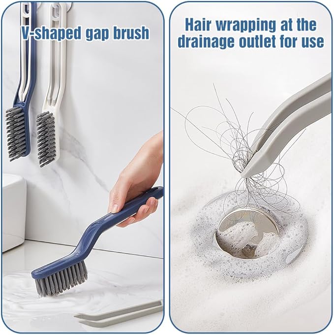 Crevice Cleaning Brush, Multifunctional Floor Seam Brush, Hard Bristle Gap Scrub Brush, V Bathroom Gap Brush Cleaner Tools for Bathroom, Kitchen, Window, Faucets, Tiles, Toilet, Grout (2 PCS)