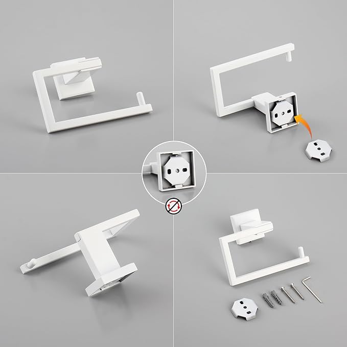 GERZWY Bathroom Toilet Paper Holder Stainless Steel Paper Towel Dispenser Wall Mounted, White