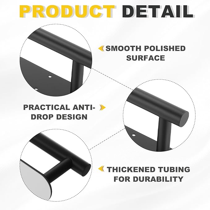 uxcell Toilet Paper Holder, Self-Adhesive 13" Stainless Steel Toilet Paper Roll Holder Rustproof Wall Mount Tissue Holders with Screws for Bathroom Washroom, Black