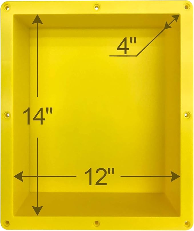 Uni-Green Shower Niche Ready for Tile 16" ×14" × 4" Bathroom Recessed Shower Niche Rectangle Leak Proof Shower Shelf Organizer for Shampoo & Toiletry Storage Yellow