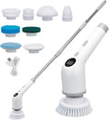 Electric Scrubber Brush for Cleaning with 8 Replaceable Brush Heads, 400 and 500 RPM Electric Cleaning Brush, Electric Rotating Brush for Shower, Floor,A