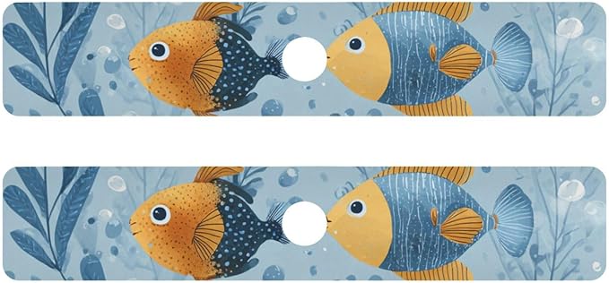 Blue Tropical Fish Bubbles Kitchen Sink Splash Guard Faucet Mat Diatomite Absorbent Pad for Bathroom RV 30x5.4in 1PCS water