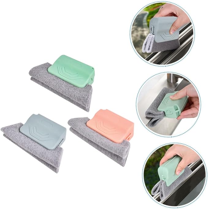 3pcs Window Cleaning Brush Set Crevice Cleaning Brush for Home Window Grout Cleaner