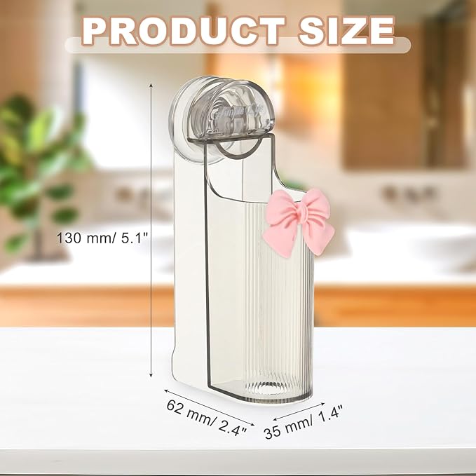 uxcell Electric Toothbrush Holder, Wall Mounted Plastic Toothbrush Organizer with Bow Suction Cup Storage Organizer Stand for Bathroom Tooth Brush Toothpaste Storage, Clear Grey