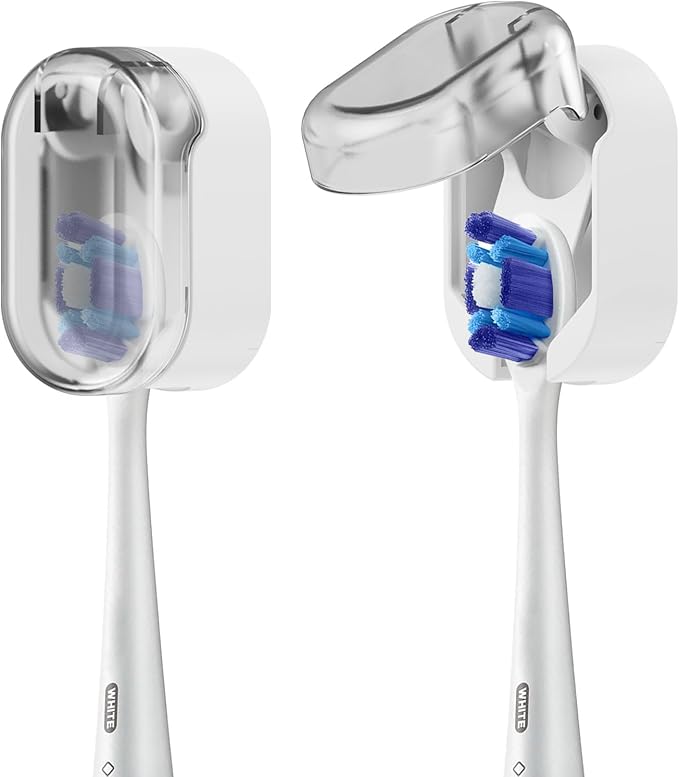 Toothbrush Holder 2-Pack, Dustproof Electric Toothbrush Holder Wall Mounted Adhesive Toothbrush Heads Organizer for Bathroom, Family & Travel(No Drilling)