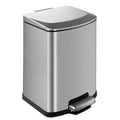 ELPHECO Bathroom Trash Can with Lid 4 Gallon / 15.1 Liter Stainless Steel Garbage Bin with Pedal Silver Trash Can with Removable Inner Bucket for Kitchen, Silver