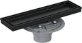 Neodrain 12-Inch Matte Black Linear Shower Drain, 2-in-1 Flat & Tile Insert Cover, Stainless Steel Linear Drain, Rectangle Shower Floor Drain with Hair Strainer, Shower Drain Base