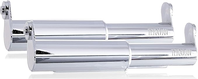 Teravan Standard Toilet Paper Holder Extender for Extra-Large Rolls – Perfect for Double, Triple Rolls in Regular or Ceramic Bathroom Wall Holders, Silver, Set of 2