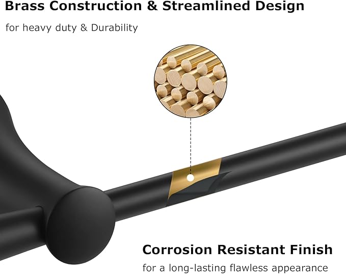 PARLOS Brass Toilet Paper Holder Tissue Roll Hanger for Bathroom & Kitchen Wall Mounted with Screws, Matte Black