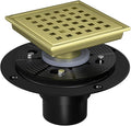 4 Inch Square Shower Drain, Shower Floor Drain with with Removable Square Hole Cover, 304 Stainless Steel Bathroom Drains with Flange (Brushed Bronze)