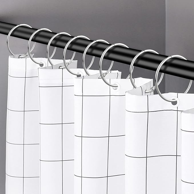 24 Pack Shower Curtain Rings, Rustproof Decorative Shower Curtain Hooks Metal Round Shower Ring Hooks for Bathroom Shower Rod (Nickel)