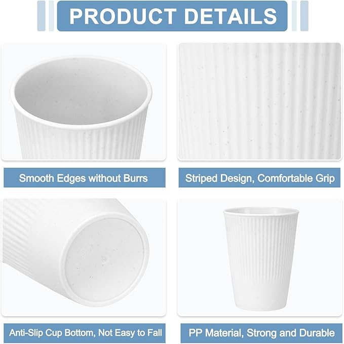 uxcell 4 Pcs Simple Toothbrush Cup, 3.3 x 3.3 x 4.2 Dishwasher Safe Bathroom Tumbler Reusable Plastic Cup Set for Storing Toothpaste Combs, Black/White