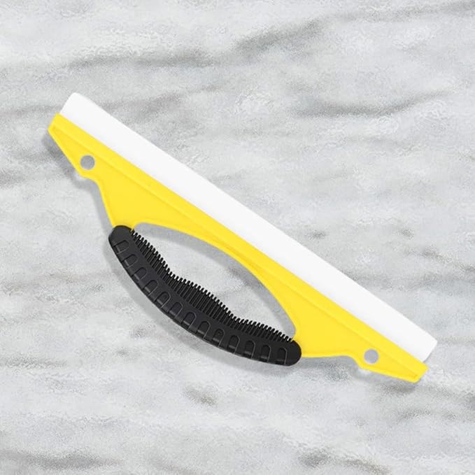 2pcs Yellow Soft Rubber Car and Shower Squeegee with Curved Handle, Flexible Window Cleaning Tool for Glass Doors, Windshield, and Bathroom Tiles