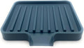 Happitasa Silicone Soap Dish Tray and Sponge Holder with Drain Chute, Pack of 2 | Bathroom and Kitchen Sink Organizer Caddy (Smoky Blue, 5.2"x4", 7.2 Ounces)