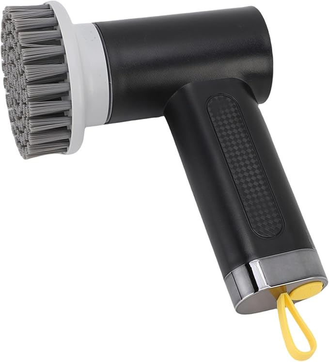 Electric Spin Scrubber, Cordless Shower Scrubber Handheld Power Brush with 2 Speeds and 3 Replaceable Heads, for Bathroom, Tub, Kitchen Stove (Black)