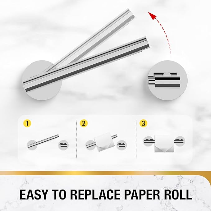 HITSLAM Chrome Toilet Paper Holder Wall Mount, Double Post Pivoting Toilet Paper Roll Holder, SUS304 Stainless Steel Toilet Tissue Holder, Modern Tissue Holder for Bathroom, Kitchen, Washroom