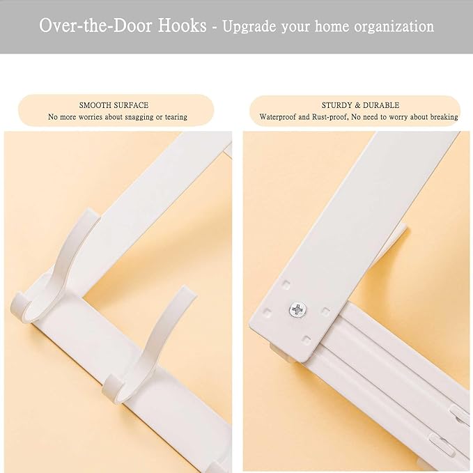 Over The Door Hooks, Back of Door Coat Hanger, Towel Racks for Bathroom with 12 Coat Hooks for Hanging Clothes, White