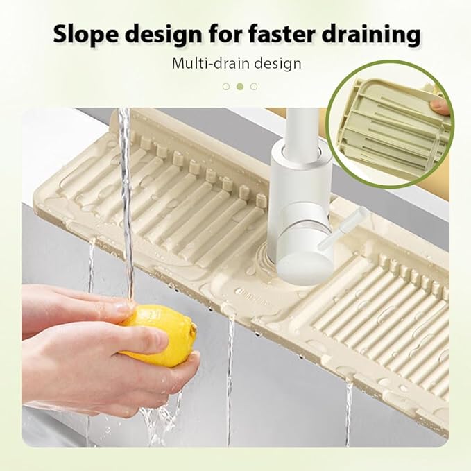 Drowning Pads for Kitchen Faucet,Upgrade Kitchen Sink Splash Guard Silicone Draining Mat for Kitchen Sink Splash Guard,Fast Drying Stone Sink Tray Sink Protectors Sink Faucet Mat (White,1PC)