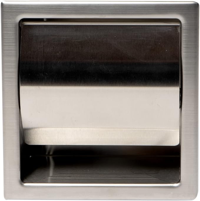 ALFI brand ABTP77-BSS Brushed Stainless Steel Recessed Toilet Paper Holder with Cover