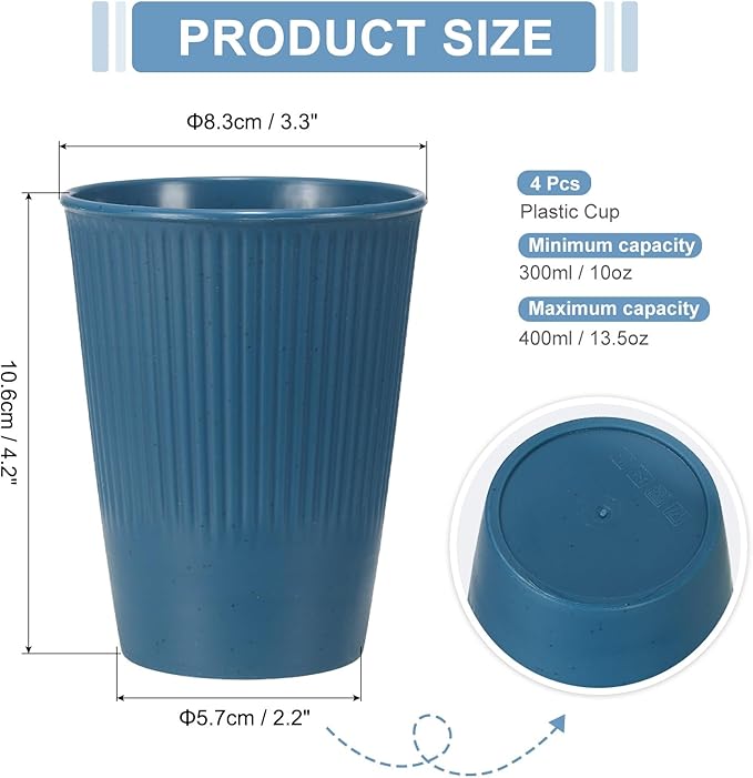 uxcell 4 Pcs Simple Toothbrush Cup, 3.3 x 3.3 x 4.2 Dishwasher Safe Bathroom Tumbler Reusable Plastic Cup Set for Storing Toothpaste Combs, Dark Blue