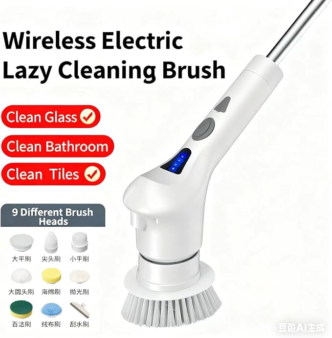 Electric Multifunctional Cleaning Brush Set for Home Use - Manual Powerful Cleaning Tool Kit (6-Piece Set) for Kitchen, Bathroom, Toilet and Floors.