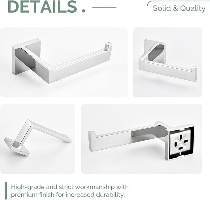 Toilet Paper Holder, Angle Simple SUS304 Stainless Steel Bathroom Tissue Holder, Open Arm Toilet Paper Roll Hanger Wall Mount, Polished Chrome