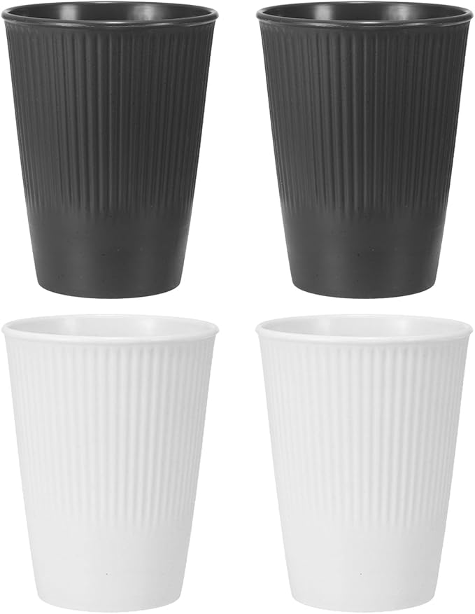 uxcell 4 Pcs Simple Toothbrush Cup, 3.3 x 3.3 x 4.2 Dishwasher Safe Bathroom Tumbler Reusable Plastic Cup Set for Storing Toothpaste Combs, Gray/White