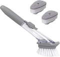 Dish Brush,Dish Scrubber with Soap Dispenser Dish Wand Kitchen Brushes for Dishes Includes Three Brush Heads