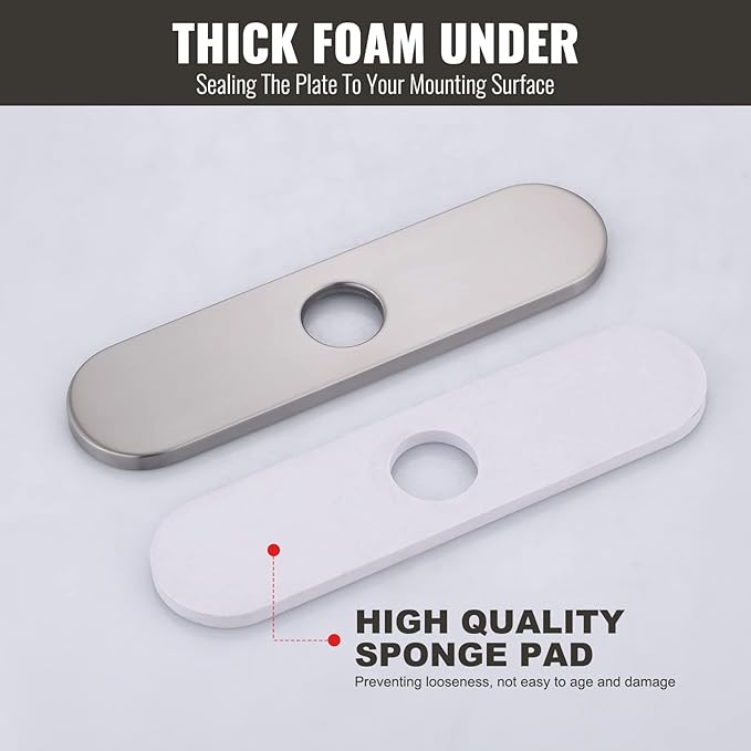 10" Sink Faucet Hole Cover Deck Plate (Arc Edge) for Kitchen & Bathroom Vanity Sink, Faucet Brushed Nickel Escutcheon Plate Stainless Steel Outside Faucet Cover Cap for 1 or 3 Hole Mixer Tap