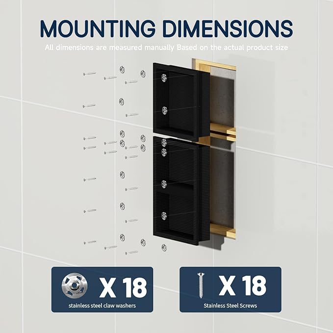 Homevacious Bathroom Wall Niche 14"X34"(14"x14"+14"x20") XPS Shower Niche Insert Tile Ready Triple Waterproof Shelf Black Recessed Shower Boxes with Removable Shelf for Bathroom Storage
