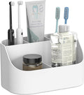 Countertop Toothbrush Holders for Bathrooms, Plastic Toothpaste and Electric Tooth Brush Holder Storage Caddy Stand for Shower, 5 Slots Cute Kids Bathroom Counter Organizer for Vanity, White