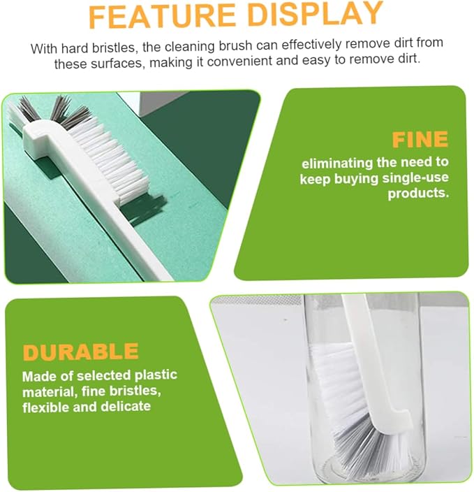 PartyKindom 8pcs Double Scrub Cleaning Brush for Bathroom Grout and Sink Flexible Bristles Curved Handle for Easy Corner Cleaning Multi-Purpose Household Tool