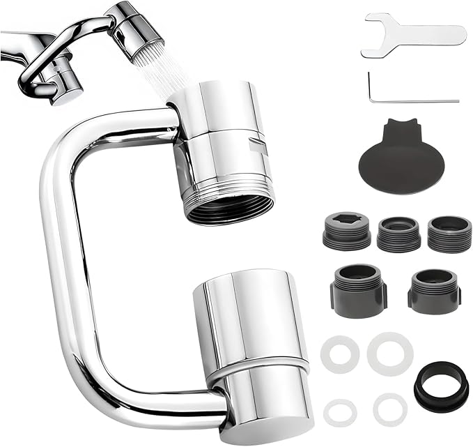 1440° Rotatable Faucet Aerator Extension, 2 Modes Universal Sink Faucet for Splash Reduction, 1080° Rotating Multifunctional U shaped faucet extender for Bathroom Sink Kitchen