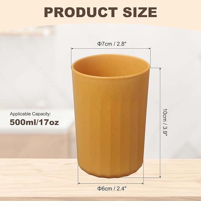 uxcell 1 Pcs Simple Toothbrush Cup, 2.8 x 2.8 x 3.9 Inch Bathroom Tumbler Reusable Plastic Cup Set for Storing Toothpaste Toothbrushes Combs Water Beverages, Yellow