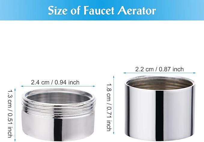 iFealClear 8 Pack Faucet Aerator, Kitchen Sink Faucet Aerator Adapter with Solid Brass Shell, Male and Female Thread Water Conserve Filter with Gasket for Bathroom, Chrome