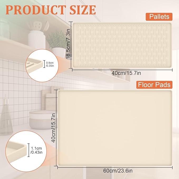 Silicone Coffee Mat - 24" x 16" Removable Bar Mat, Waterproof Leak-Proof Dish Drying Pad, Fits Under Coffee Makers and Espresso Machines to Keep Surfaces Clean, Beige