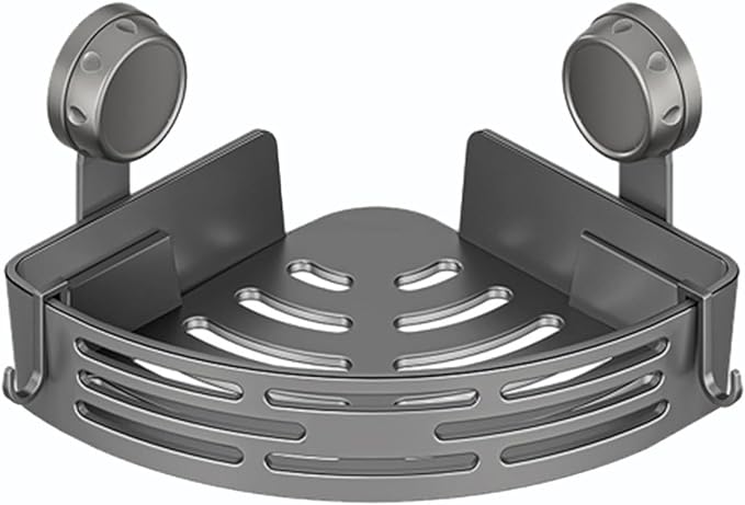 No-Drill Bathroom Corner Shelf, 3 Tier Corner Shelf Bathroom, Suction Cup Corner Shower Shelf, Wall Mounted Storage Rack for Bathroom & Kitchen (1PCS-Gray)