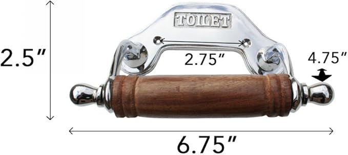 Stylish Wall Mount Toilet Paper Holder 6.5" W Chrome Plated Solid Brass Easy Install Toilet Tissue Paper Holders with Wooden Roll for Bathrooms Includes Hardware Renovators Supply Manufacturing