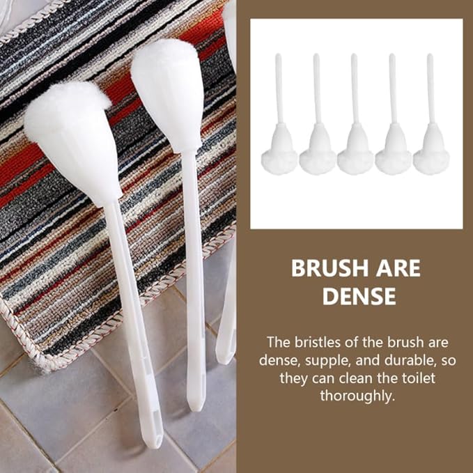 Garneck Soft Toilet Bowl Brush Set with Holder 5Pcs Bathroom Cleaning Brushes with Soft Bristles and Pp Handle for Deep Toilet Cleaning