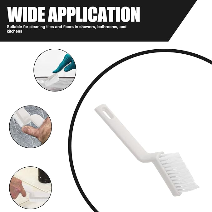 Angoily 2pcs Heavy Duty Floor Scrubber Brush and Grout Cleaning Brush with Stiff Bristles for Tile Floors, Shower, Bathroom, Kitchen, and Baseboard Detailing