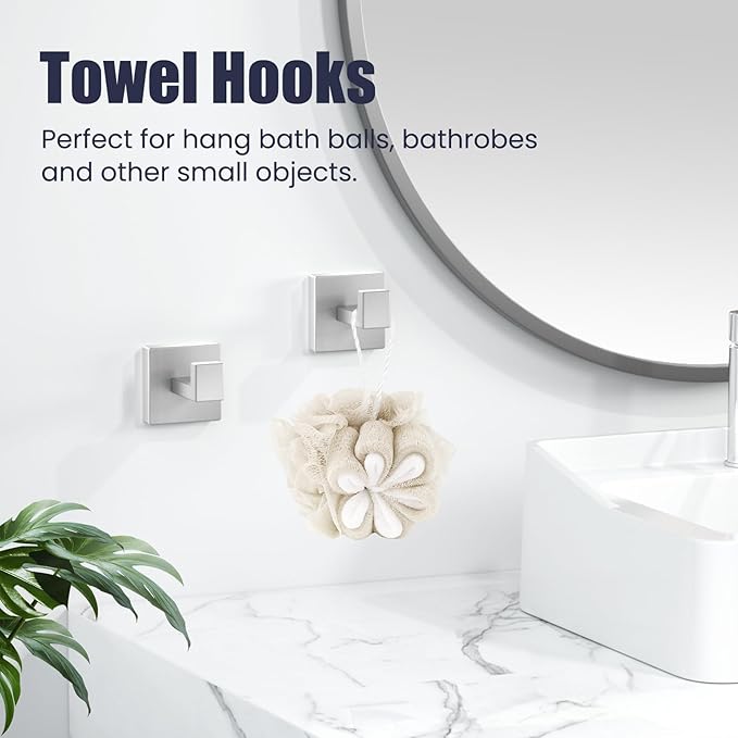 Bathroom Hardware Accessories Set: 5-Pieces Bath Towel Bar Set, Towel Racks for Bathroom Wall Mounted, SUS304 Stainless Steel, Brushed Nickel