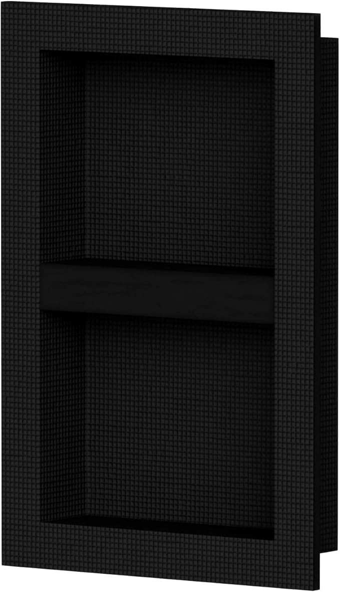 Homevacious Shower Niche 16 X 24 Inch Shower Niche Insert Tile Ready Recessed Wall Niche XPS Double Waterproof Shelf Shower Wall Bathroom Storage Box with Removable Shelf Matte Black