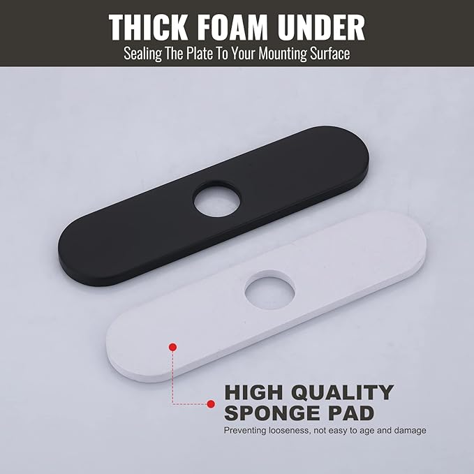 10" Sink Faucet Hole Cover Deck Plate (Arc Edge) for Kitchen & Bathroom Vanity Sink, Faucet Black Escutcheon Plate Stainless Steel Outside Faucet Cover Cap for 1 or 3 Hole Mixer Tap