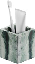 Marble Toothbrush Holder – 4.1" Genuine Stone Bathroom Cup for Makeup Brushes, Pens & Utensils | Natural Marble Organizer for Vanity, Countertop & Home Décor (Victoria Green)
