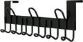 SKOLOO Over The Door Hooks - for Doors up to 1-3/4'' Thickness, Metal Door Hanger with 9 Hooks, Over The Door Hanger for Coats, Hats,Towels, Black