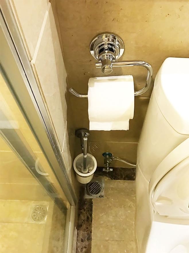 BOPai Modern Vacuum Suction Cup Toilet Paper Holder,Removable Bracket for Bathroom Kitchen.Chrome