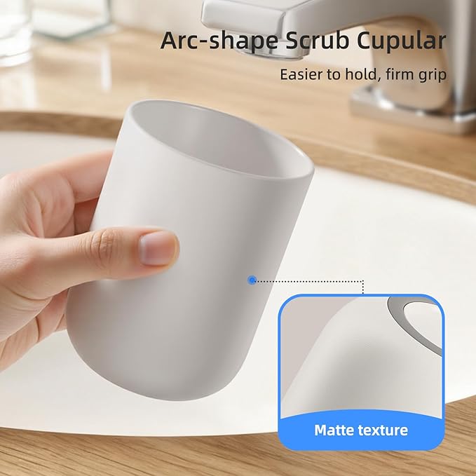 Toothbrush Cup 10.5oz Reusable Unbreakable Bathroom Tumbler 2 PCS, Easy to Clean Plastic Bathroom Cup Toothbrush Holder for Bathroom Counter Organizer