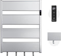 K&KALONZO Towel Warmer for Bathroom,Wall-Mounted Heated Towel Rack with Built-in Timer,Waterproof Alumnimum Electric Towel Heater, Support Plug-in and Hardwired, Sliver,H4-S